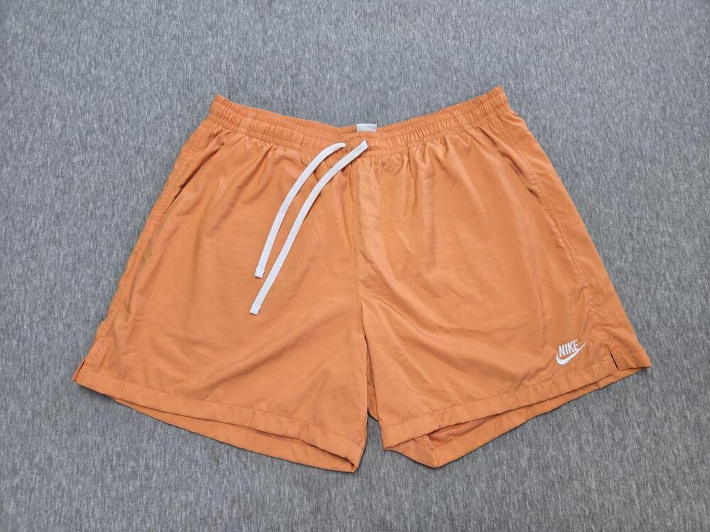 Nike Shorts Mens 2XL Orange Swim Trunks Lined Drawstring Pockets Elastic Waist